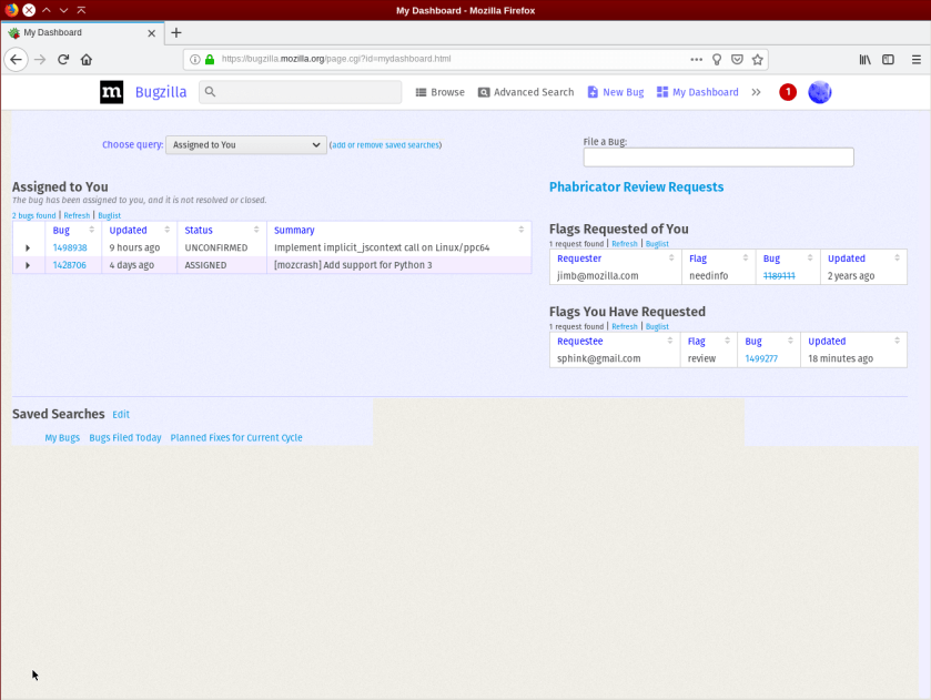 Firefox, with blue blocks and weird colours everywhere