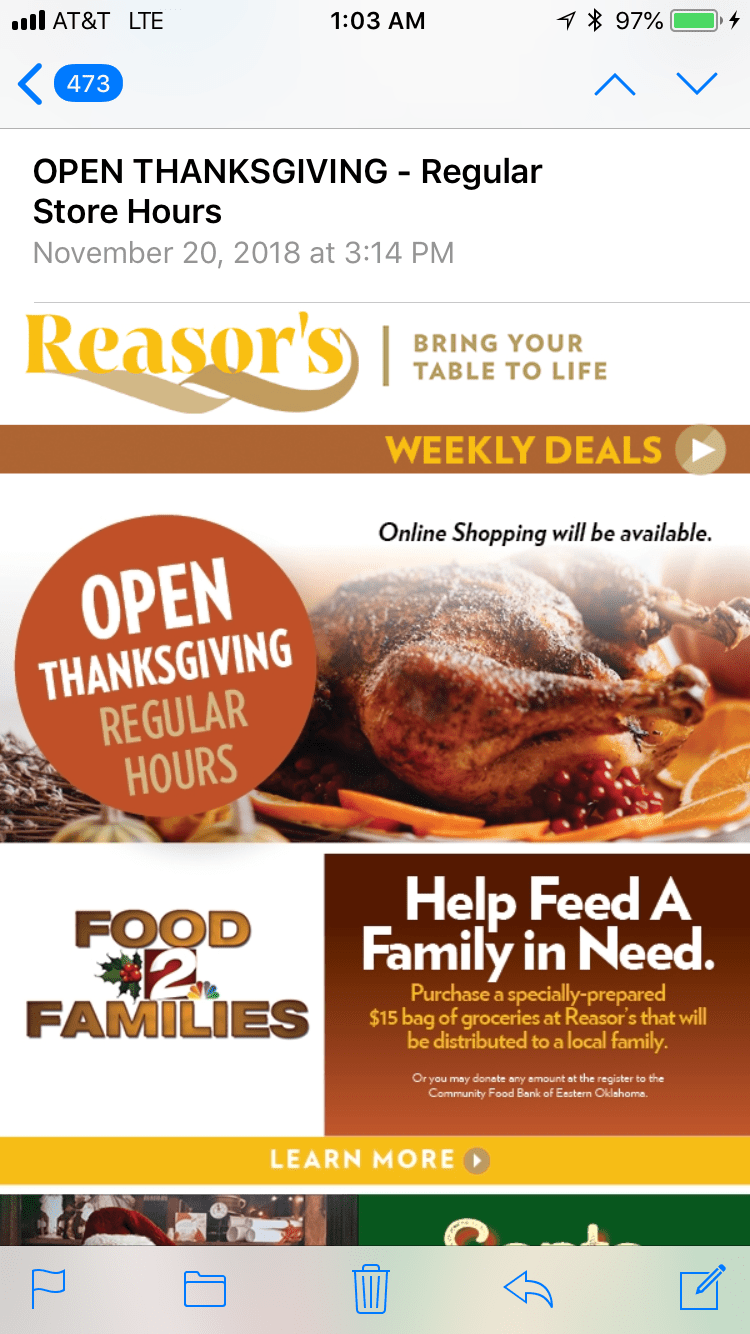 Open Thanksgiving - Regular Store Hours